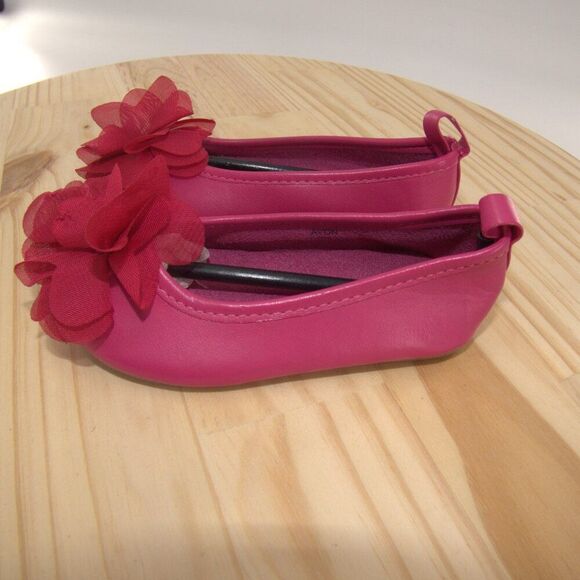 Solid Fuchsia Flats with Flower Toddler Size 5 - Picture 3 of 5